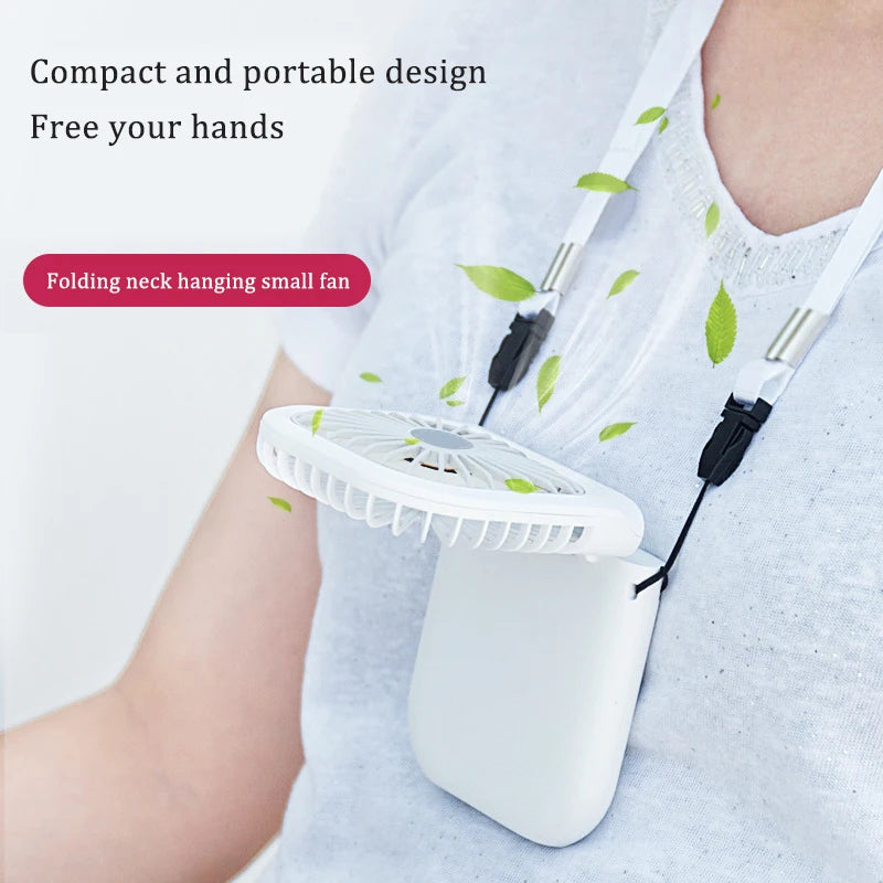 Outdoor mini folding fan, handheld small fan, USB rechargeable portable neck fan, desktop stand small fan