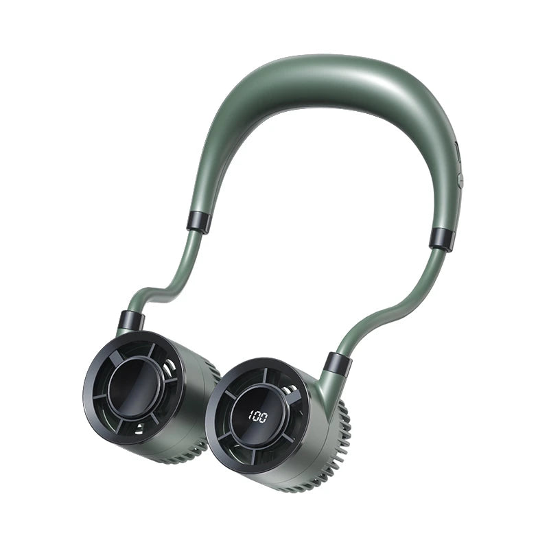 Lenovo Digital Display Neck Fan Rechargeable 5000mAh Portable Wearable Cooling Air Cooler USB Fan Outdoor Sports Travel