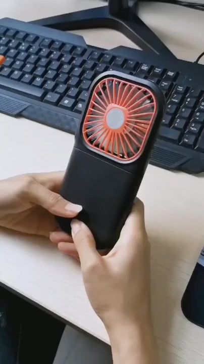 Outdoor mini folding fan, handheld small fan, USB rechargeable portable neck fan, desktop stand small fan